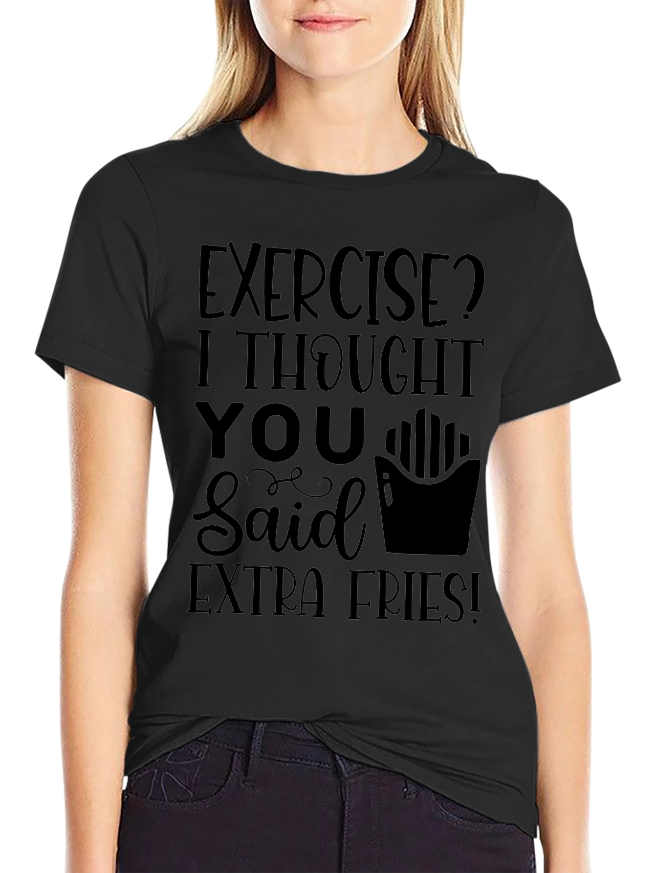 Funny Exercise Extra Fries Graphic Tee