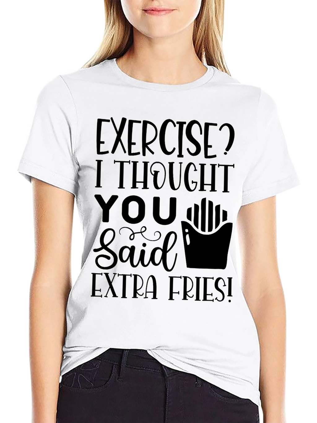 Funny Exercise Extra Fries Graphic Tee