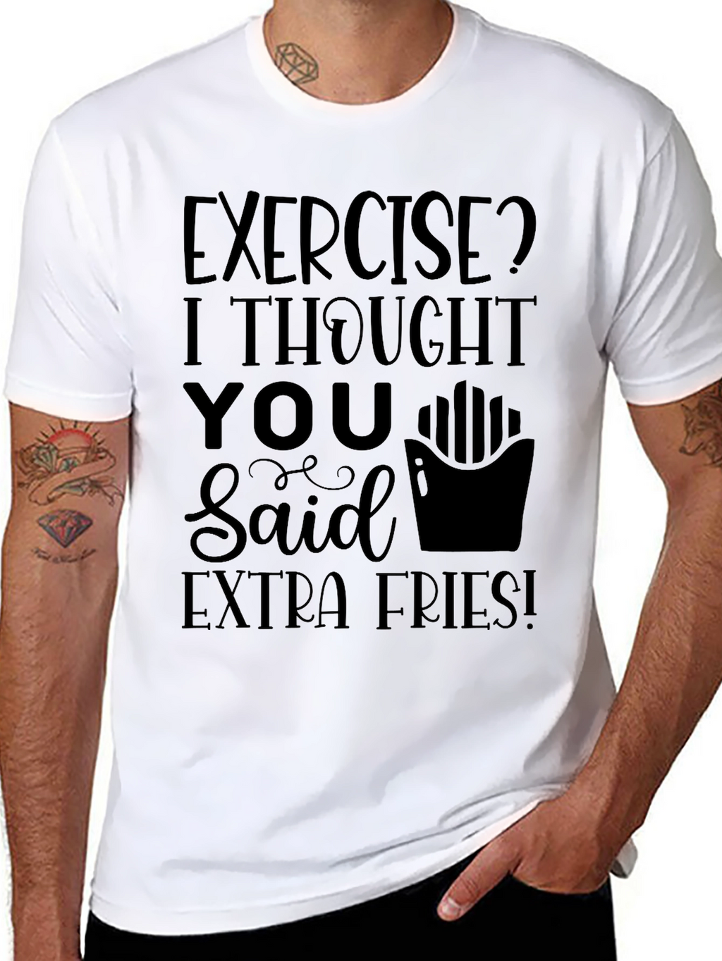 Funny Exercise Extra Fries Graphic Tee