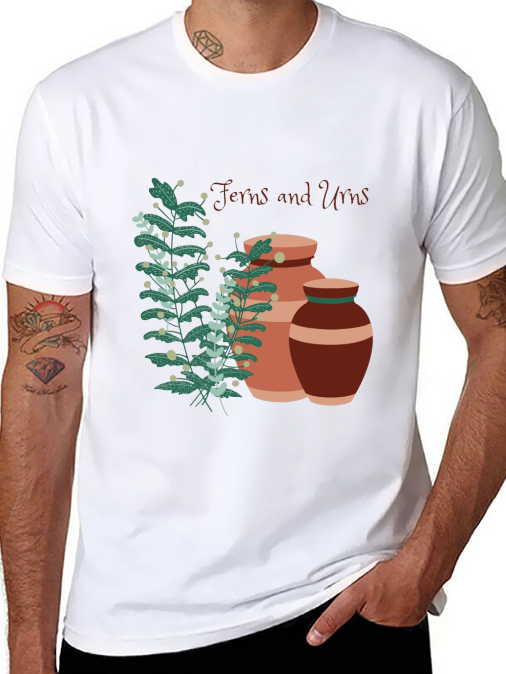 Ferns and Urns Graphic Black T-Shirt