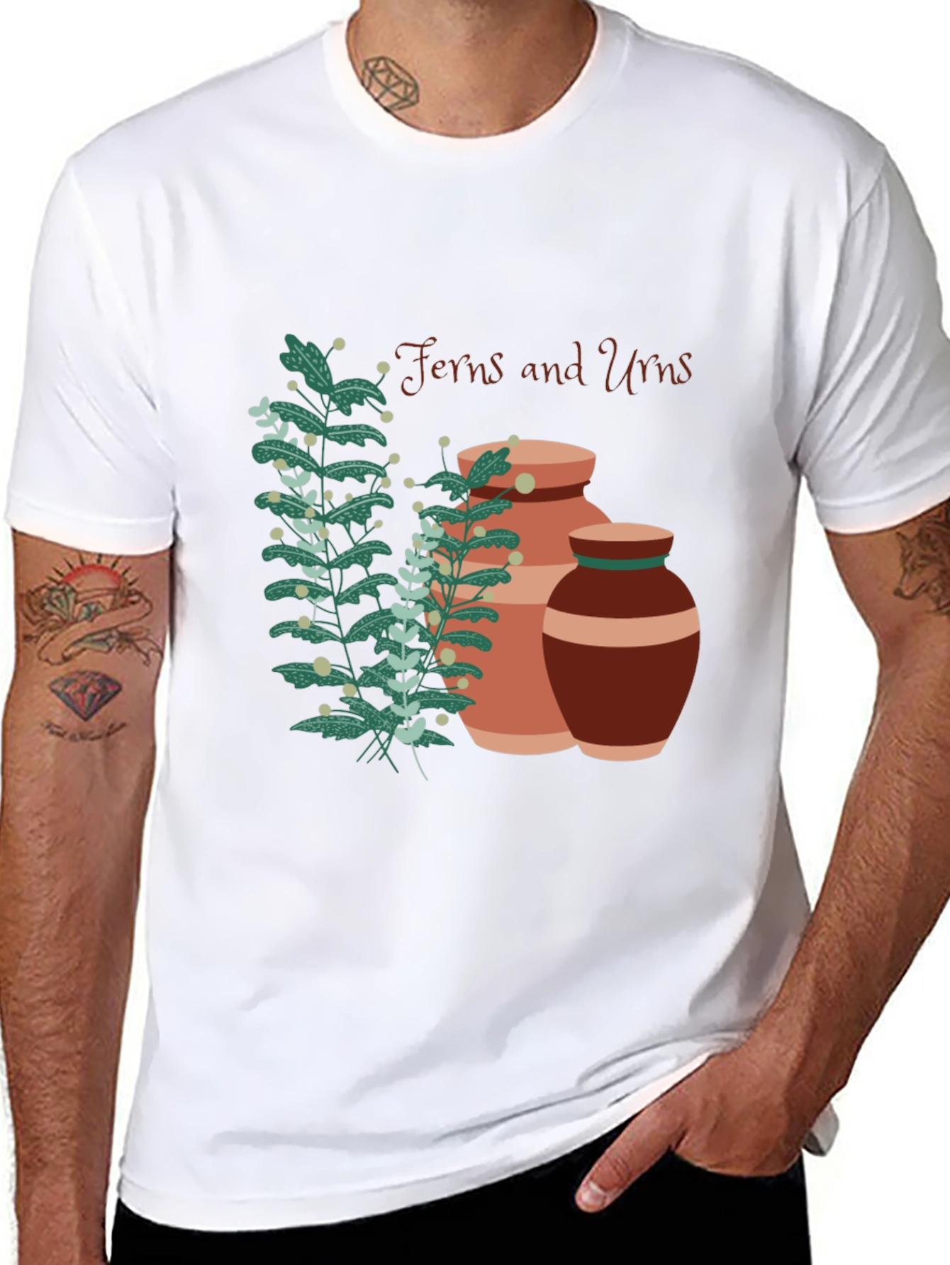 Ferns and Urns Graphic Black T-Shirt
