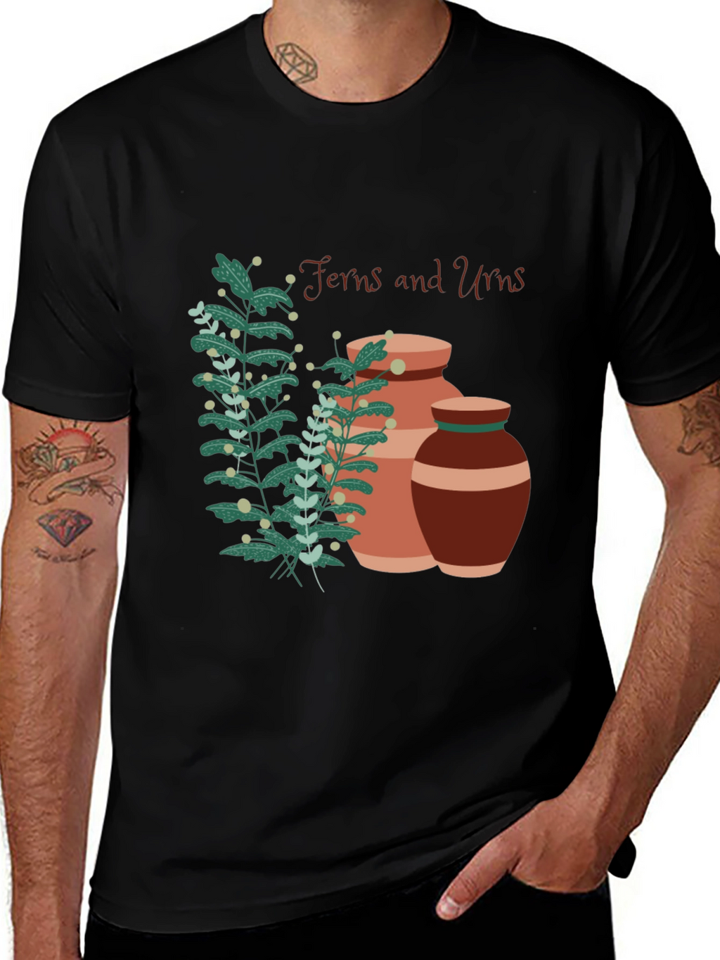 Ferns and Urns Graphic Black T-Shirt