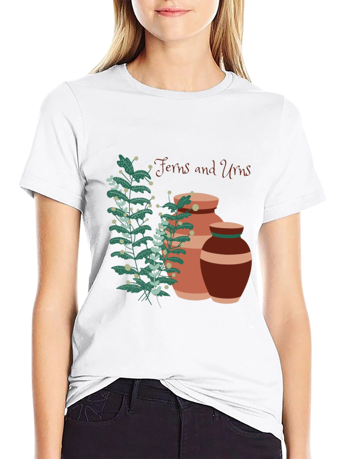 Ferns and Urns Graphic Black T-Shirt