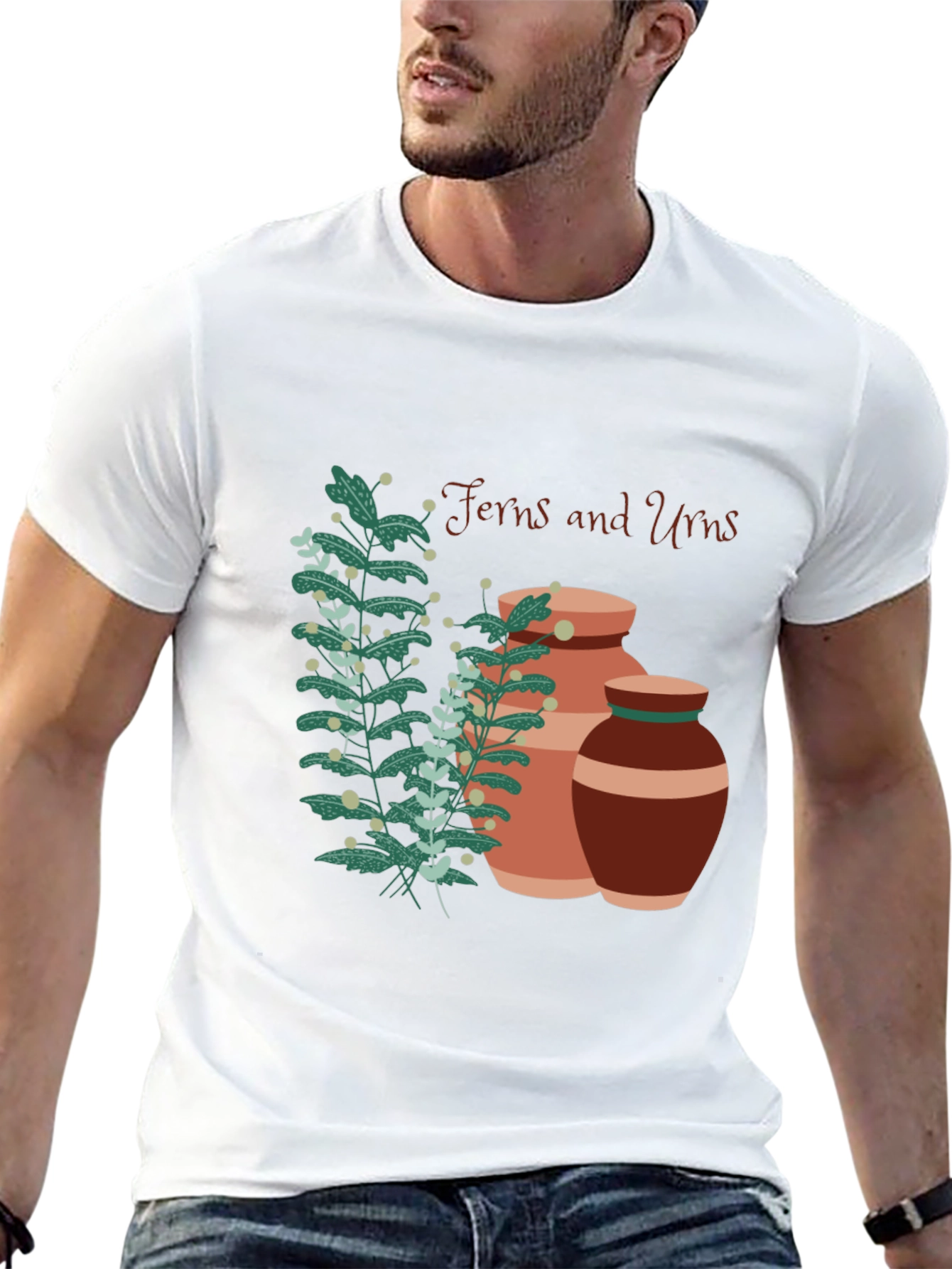 Ferns and Urns Graphic Black T-Shirt