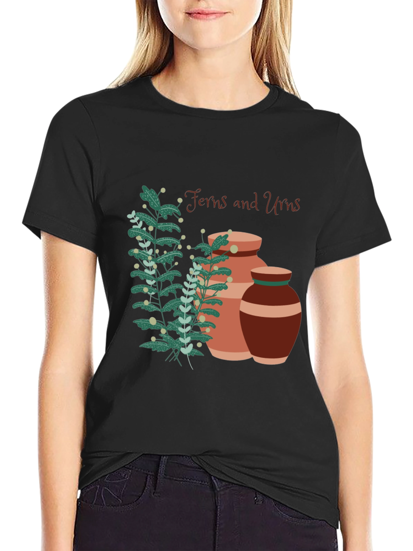 Ferns and Urns Graphic Black T-Shirt