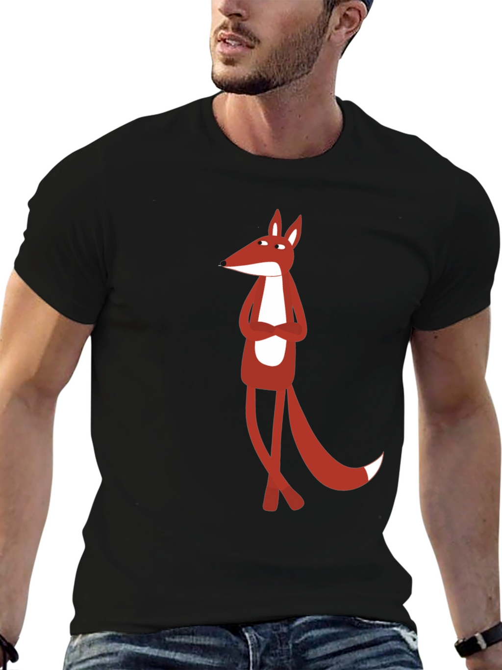 Cool Fox Graphic Tee - Black Cotton T-Shirt