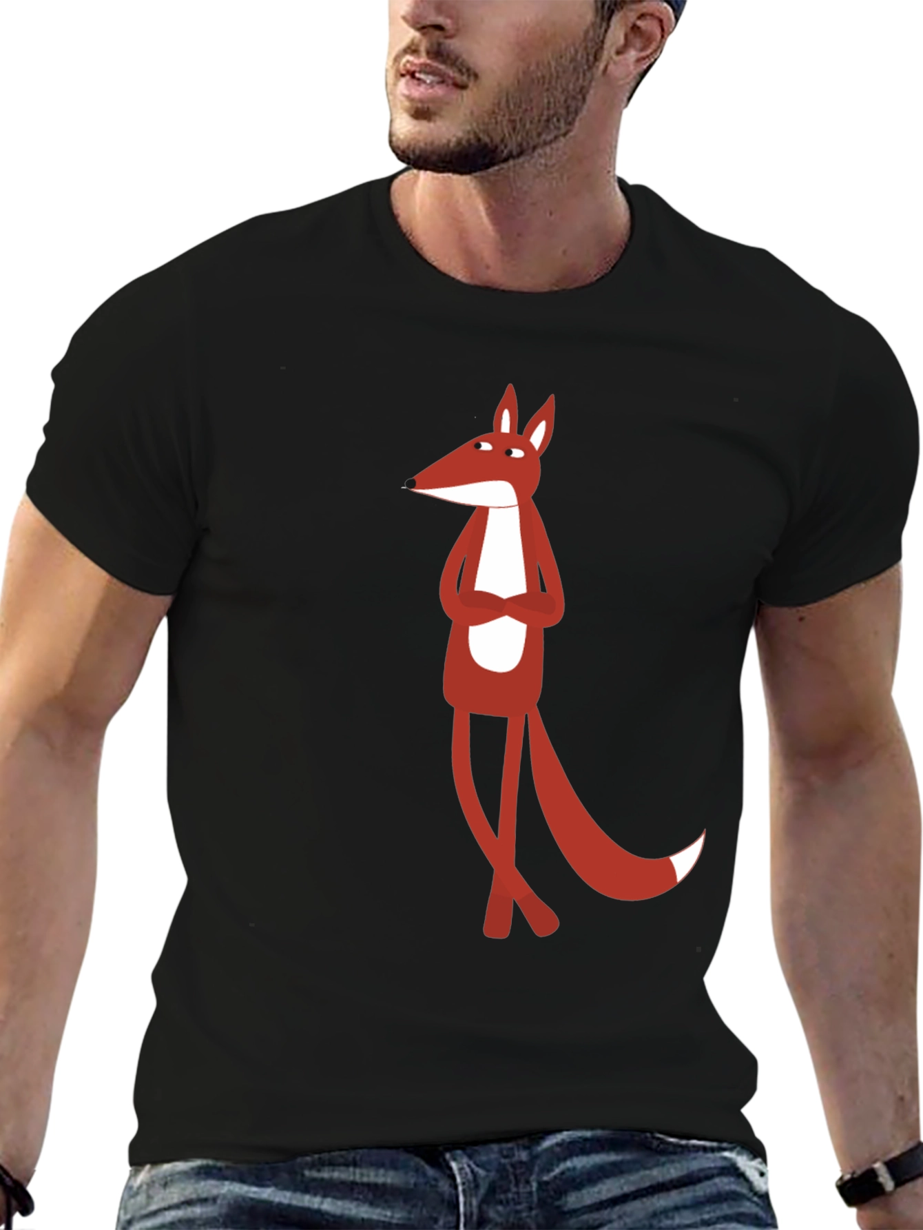 Cool Fox Graphic Tee - Black Cotton T-Shirt