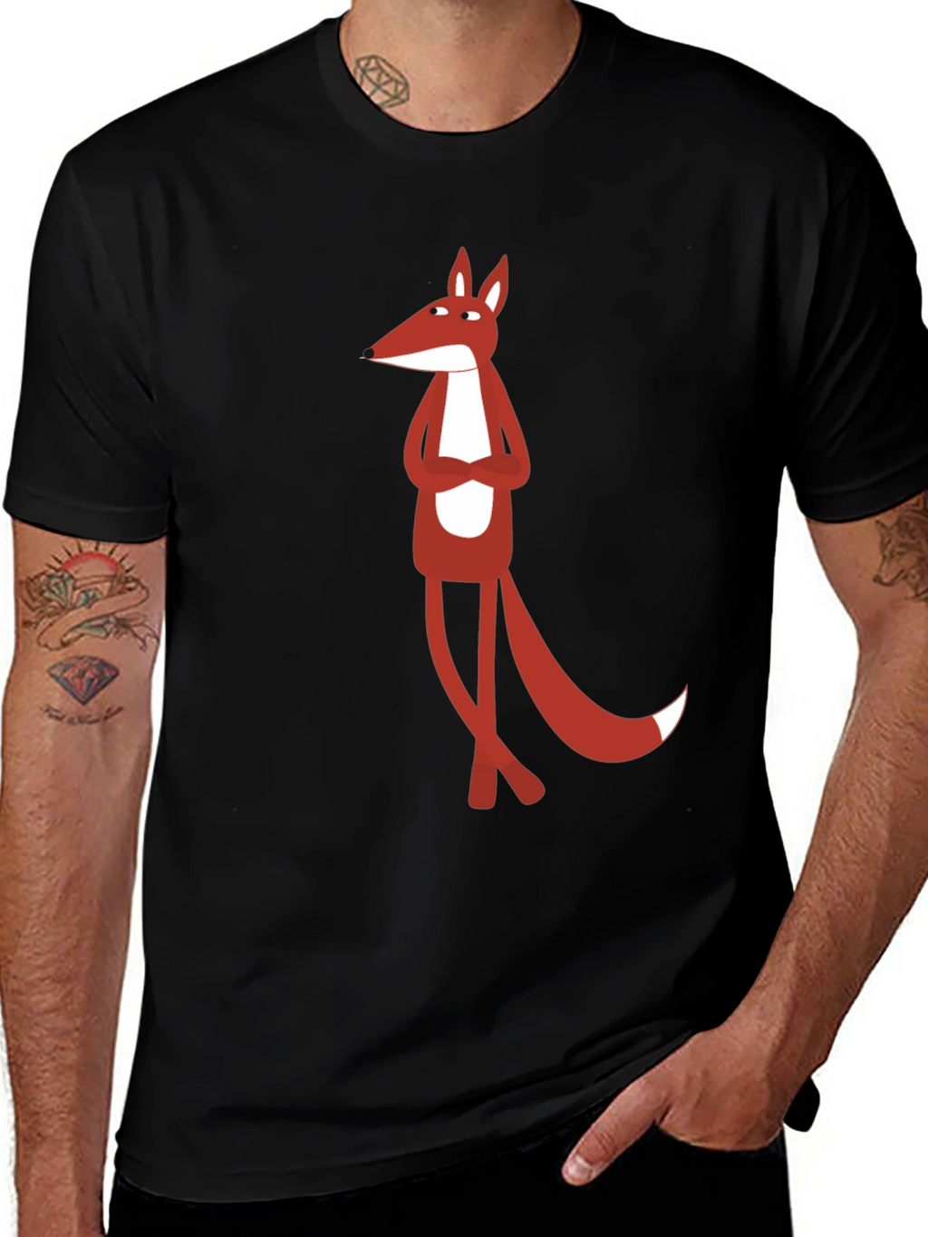 Cool Fox Graphic Tee - Black Cotton T-Shirt