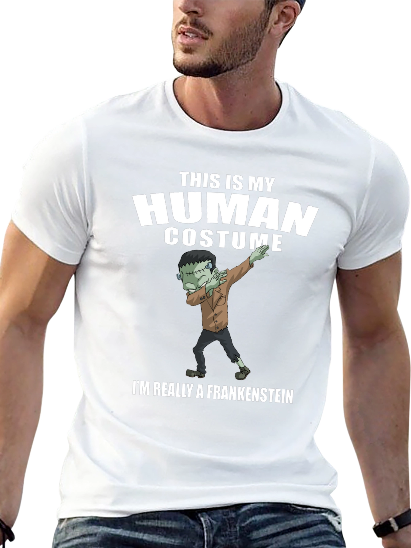 Funny Frankenstein Human Costume Graphic Tee