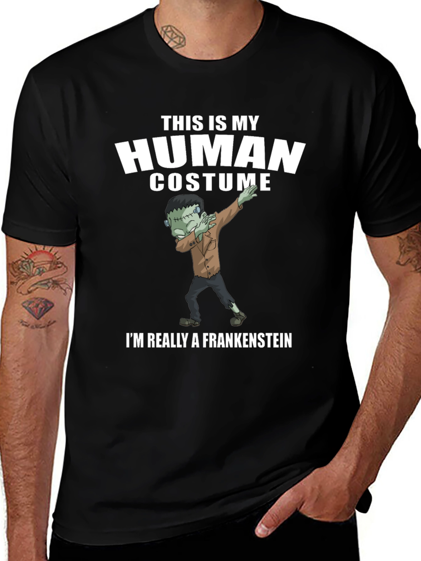 Funny Frankenstein Human Costume Graphic Tee