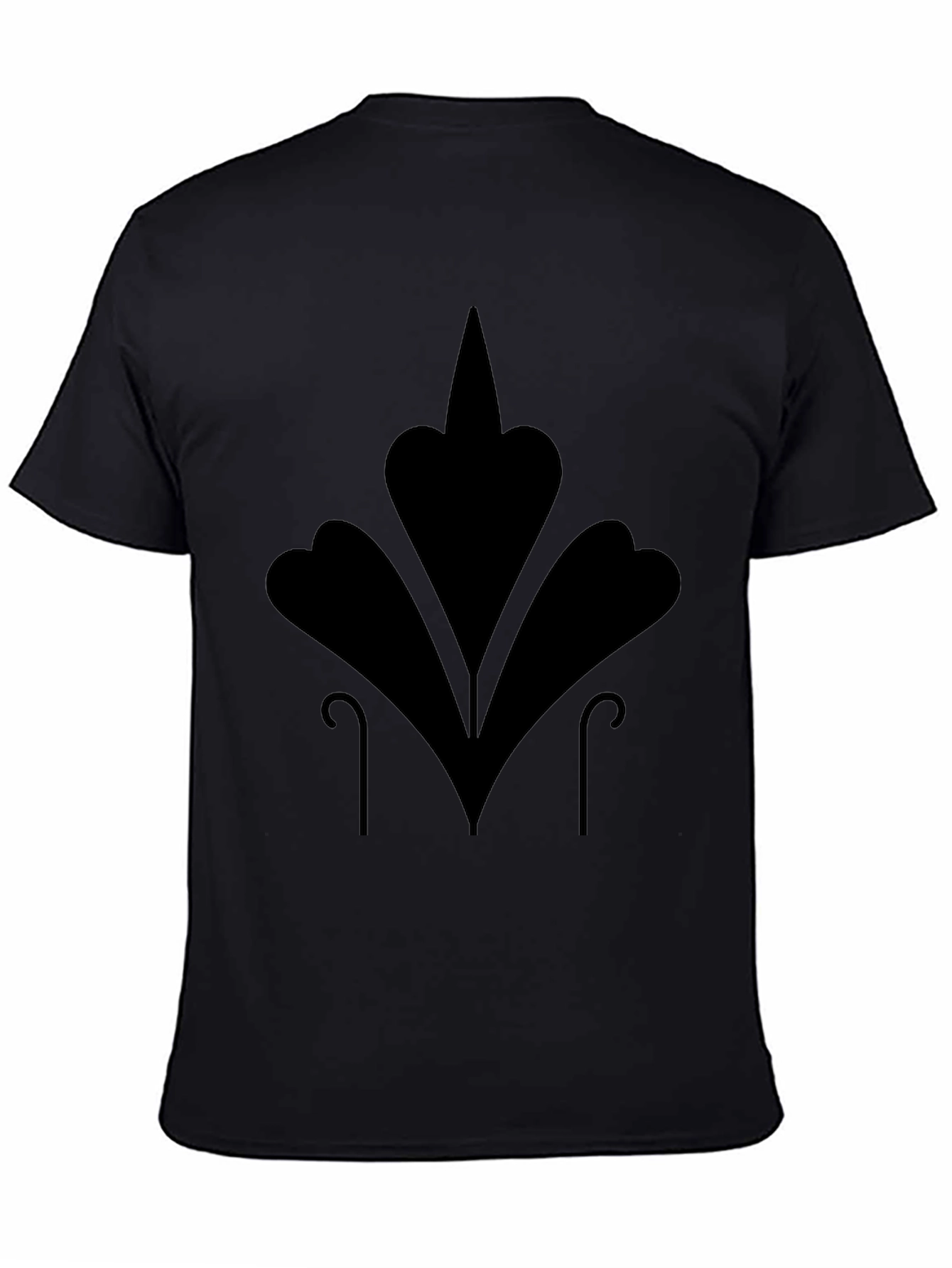 Mens Black T-Shirt with Abstract Floral Design