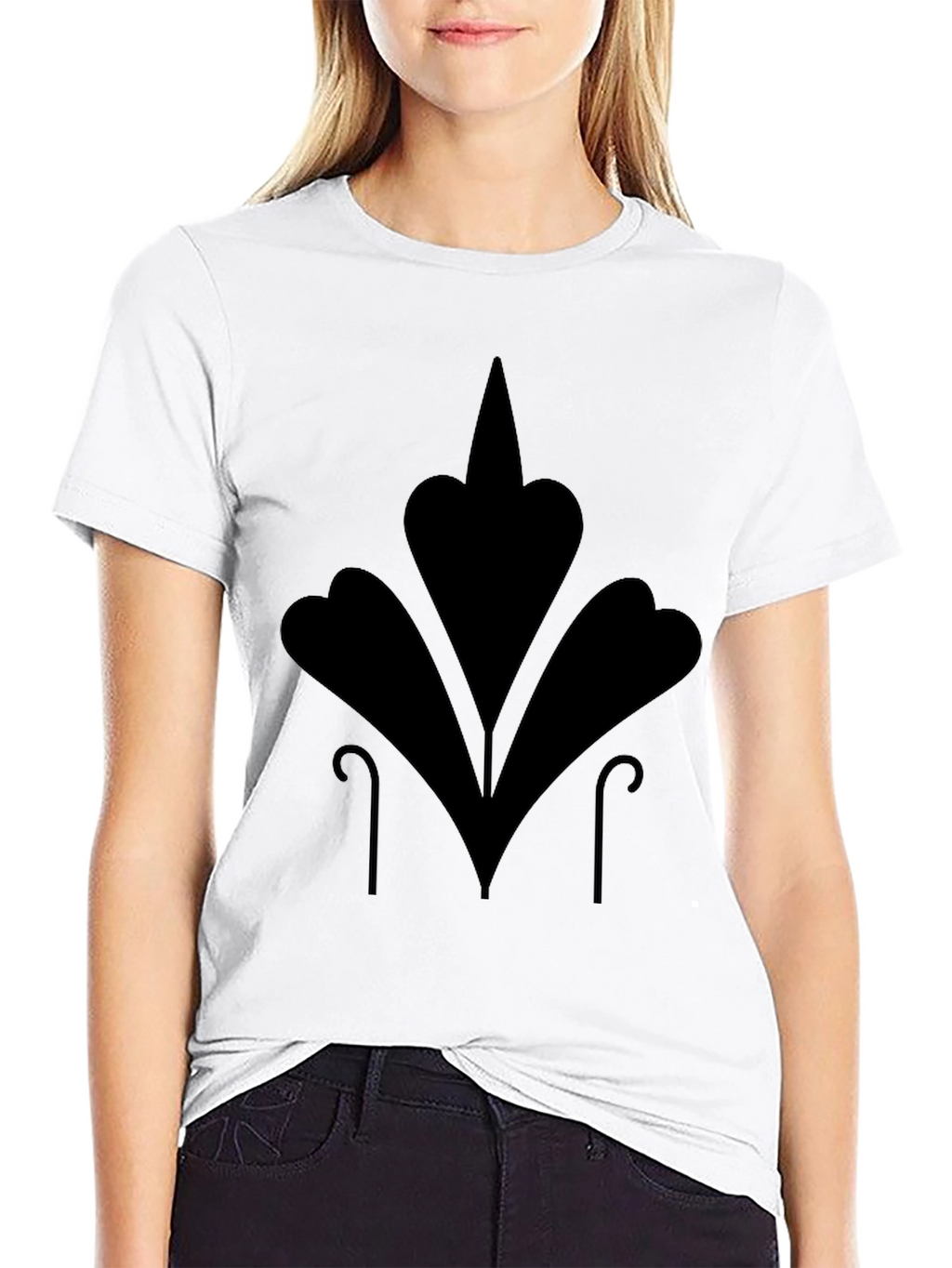 Mens Black T-Shirt with Abstract Floral Design