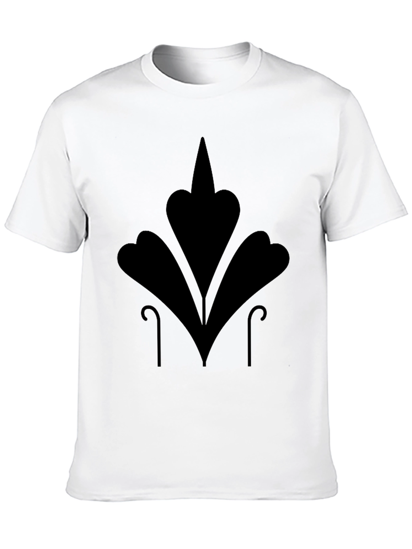 Mens Black T-Shirt with Abstract Floral Design