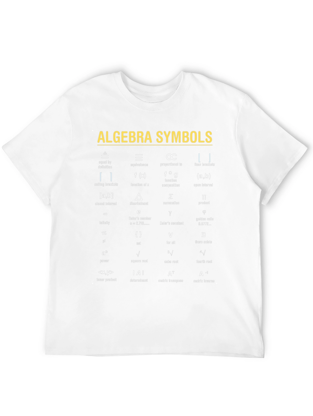 Algebra Symbols T-Shirt | Math Equations & Definitions