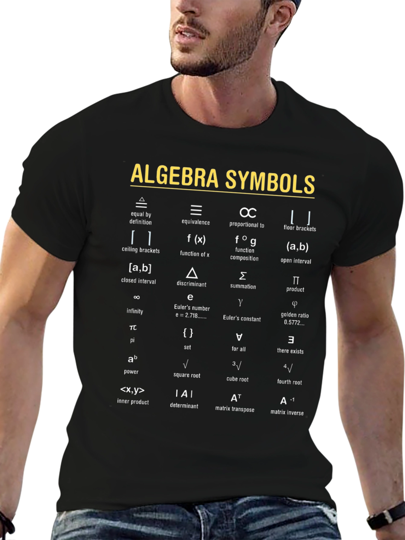 Algebra Symbols T-Shirt | Math Equations & Definitions