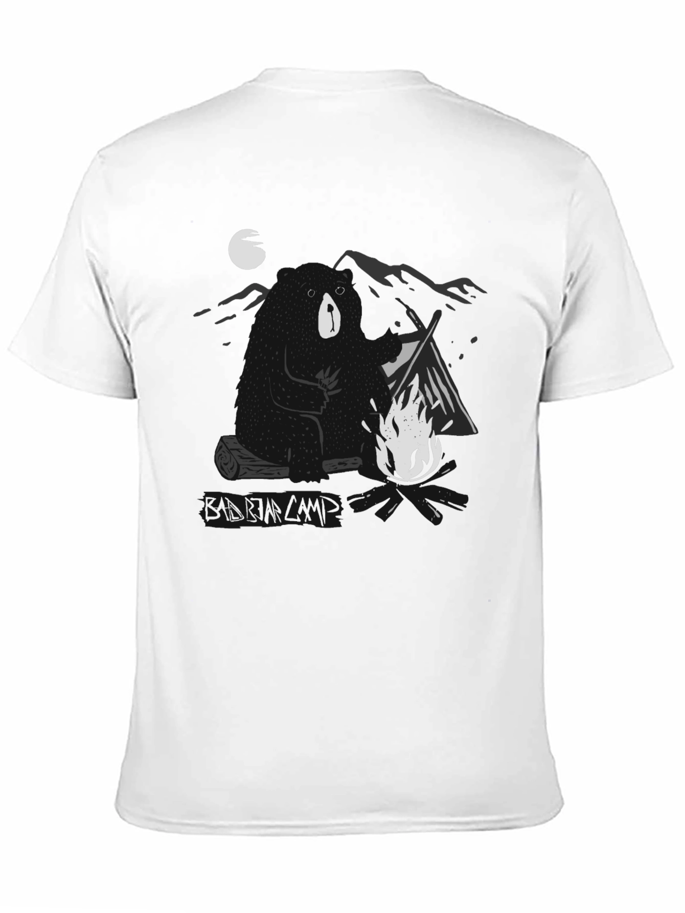 Bear Campfire T-Shirt - Black Graphic Tee