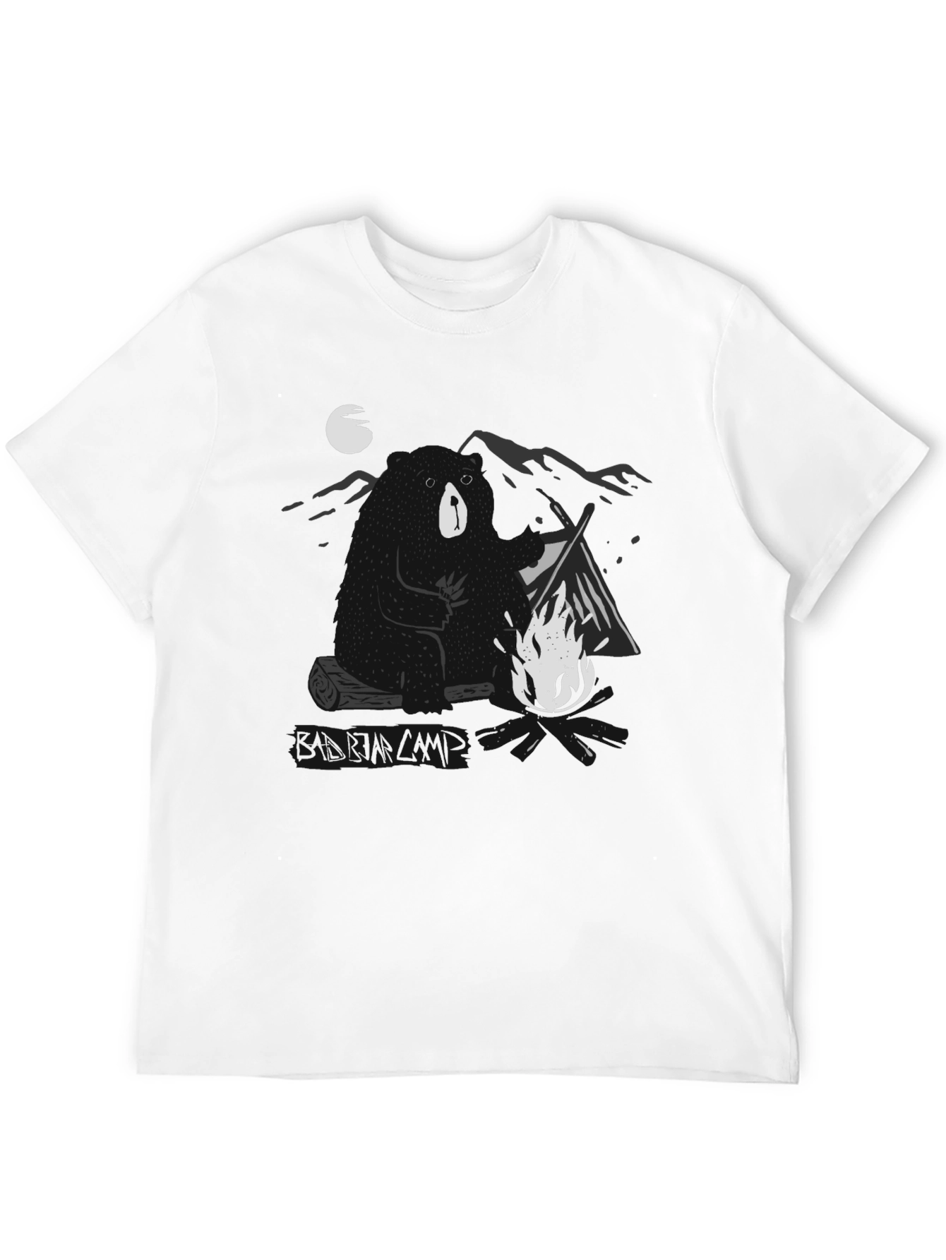 Bear Campfire T-Shirt - Black Graphic Tee