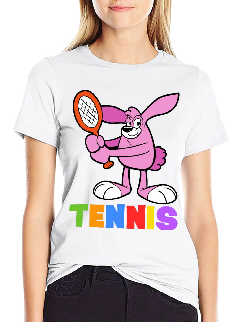Cartoon Bunny Tennis T-Shirt