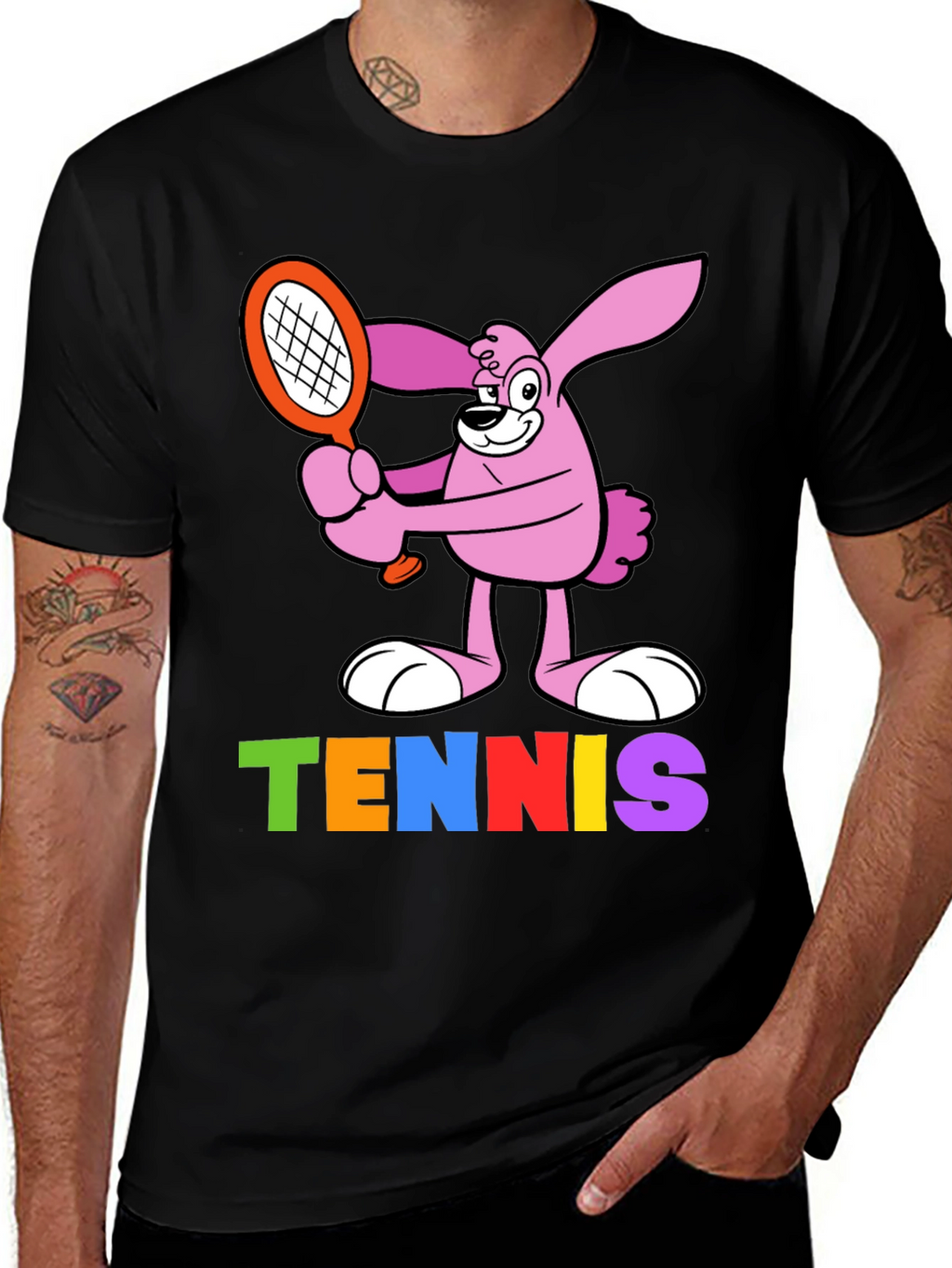 Cartoon Bunny Tennis T-Shirt