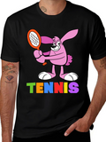 Cartoon Bunny Tennis T-Shirt