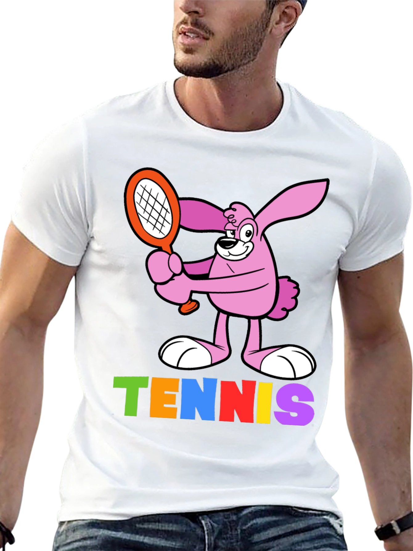 Cartoon Bunny Tennis T-Shirt