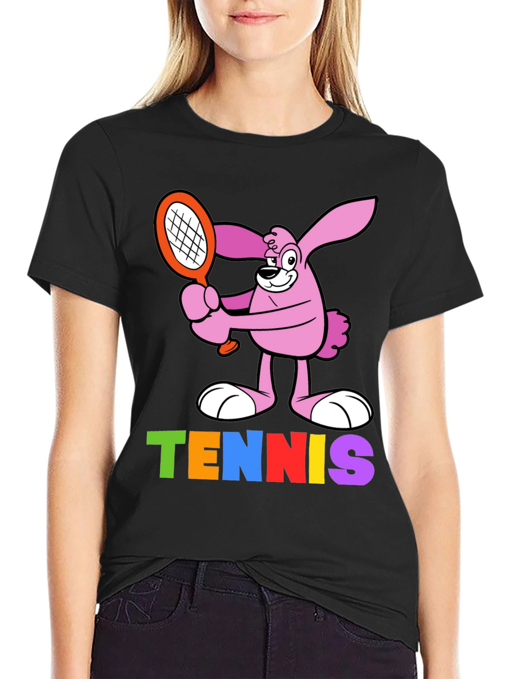 Cartoon Bunny Tennis T-Shirt
