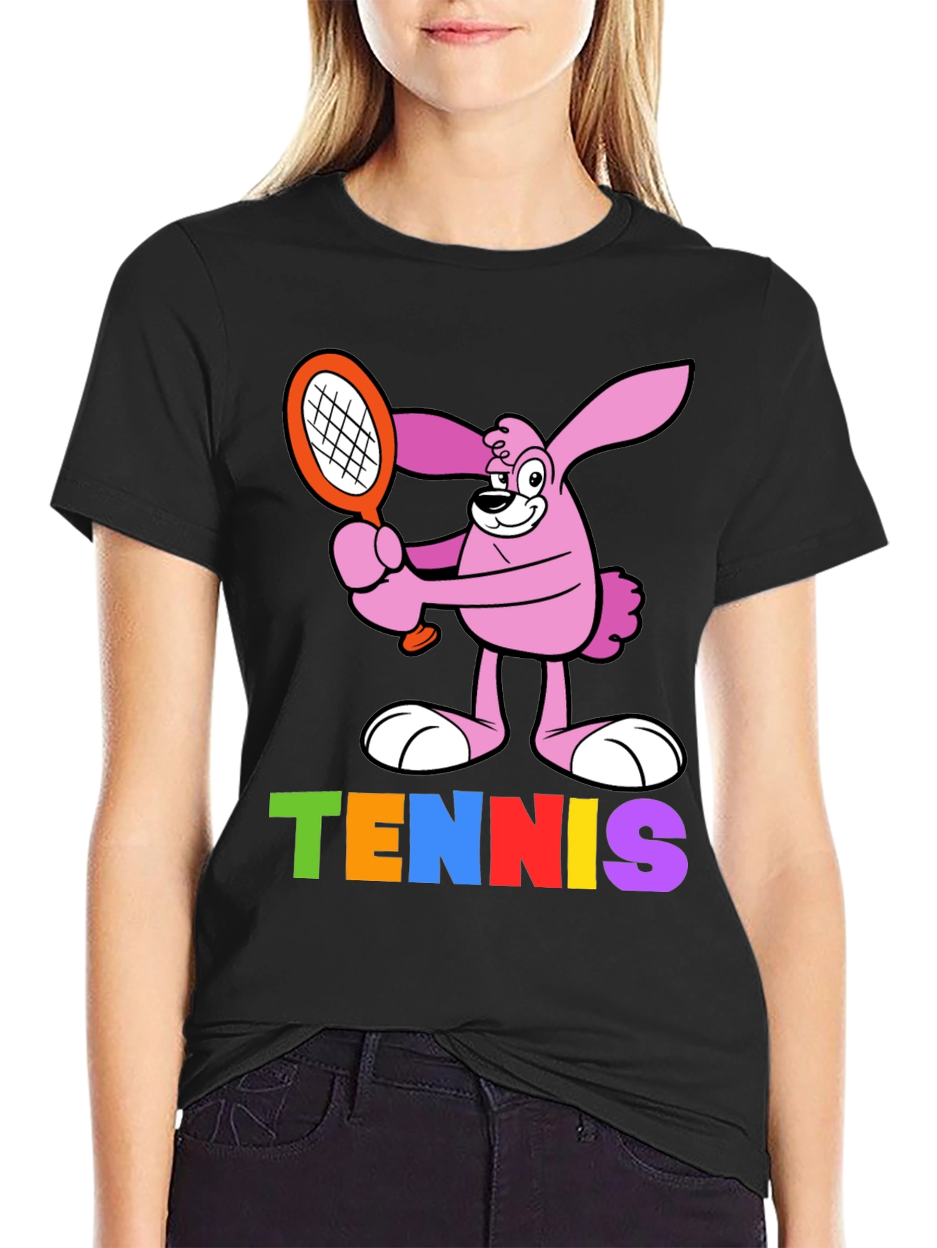 Cartoon Bunny Tennis T-Shirt