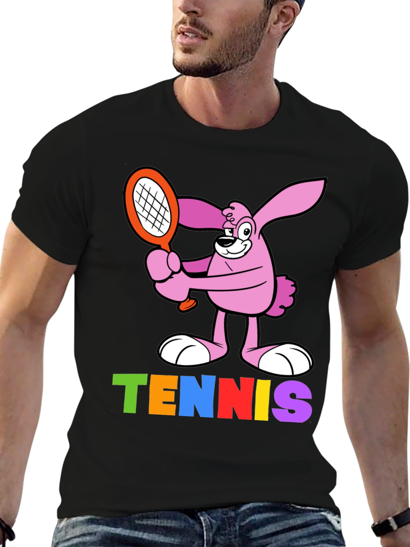 Cartoon Bunny Tennis T-Shirt