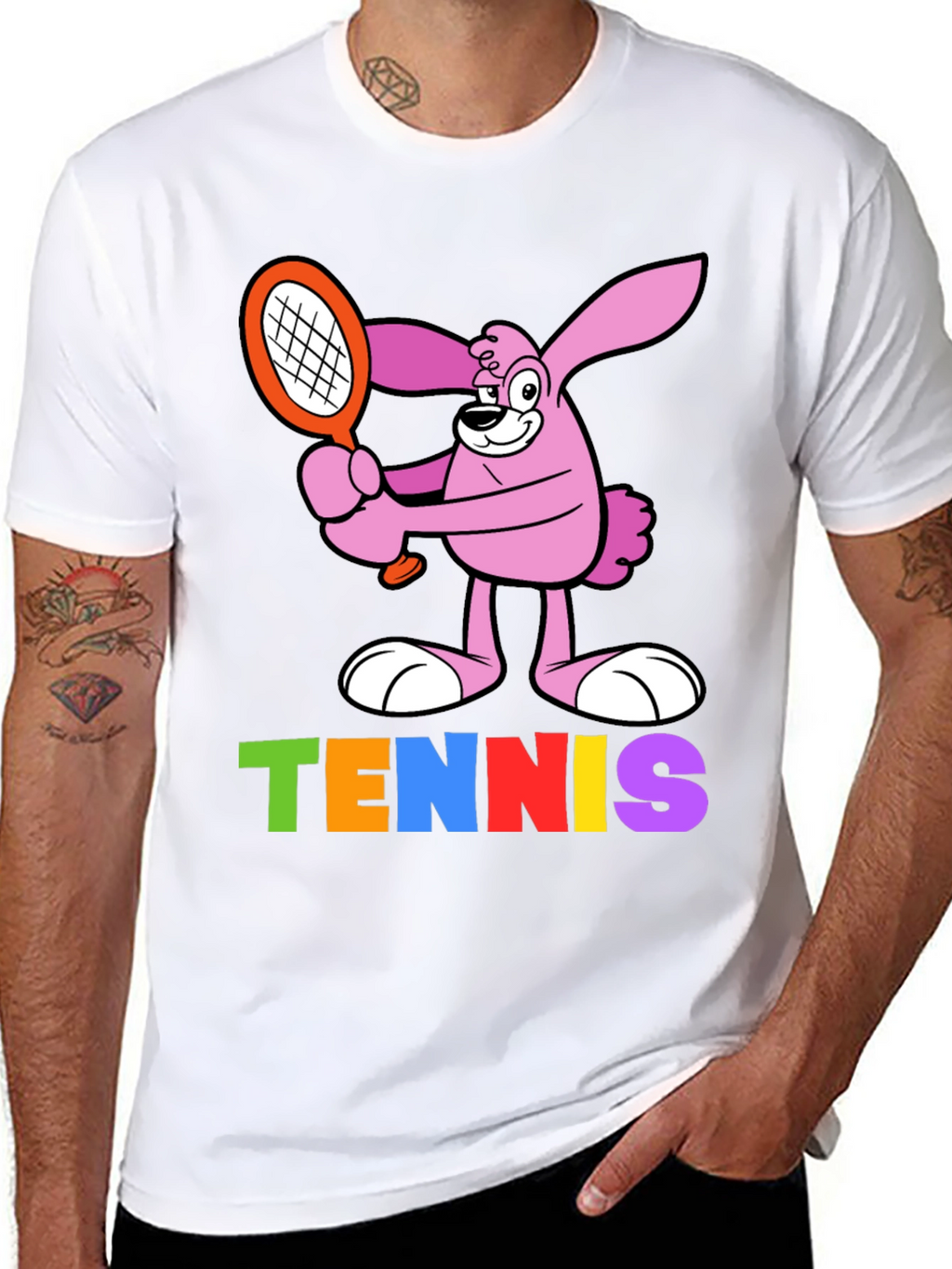 Cartoon Bunny Tennis T-Shirt