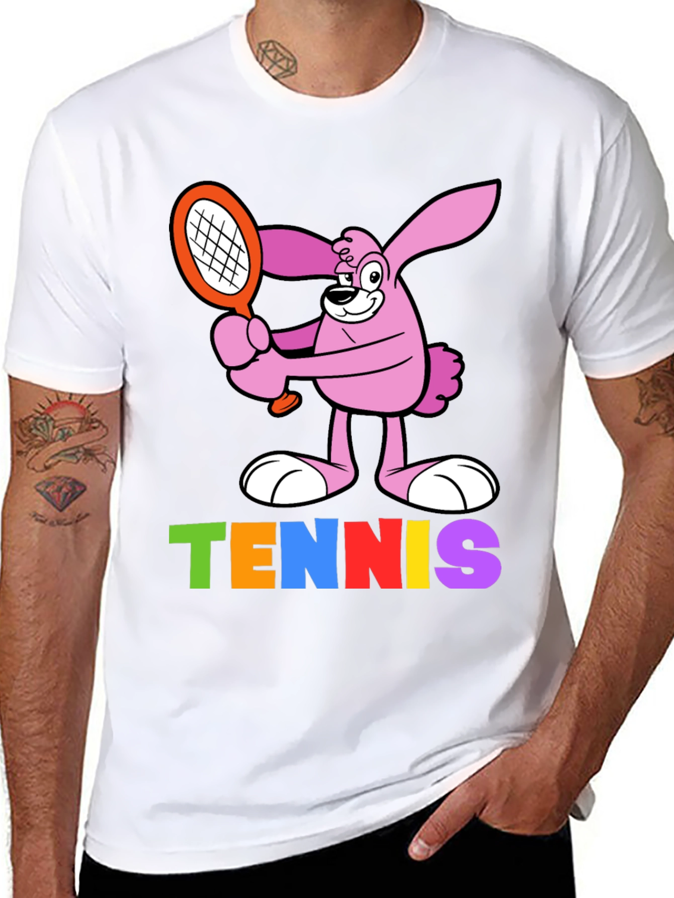 Cartoon Bunny Tennis T-Shirt