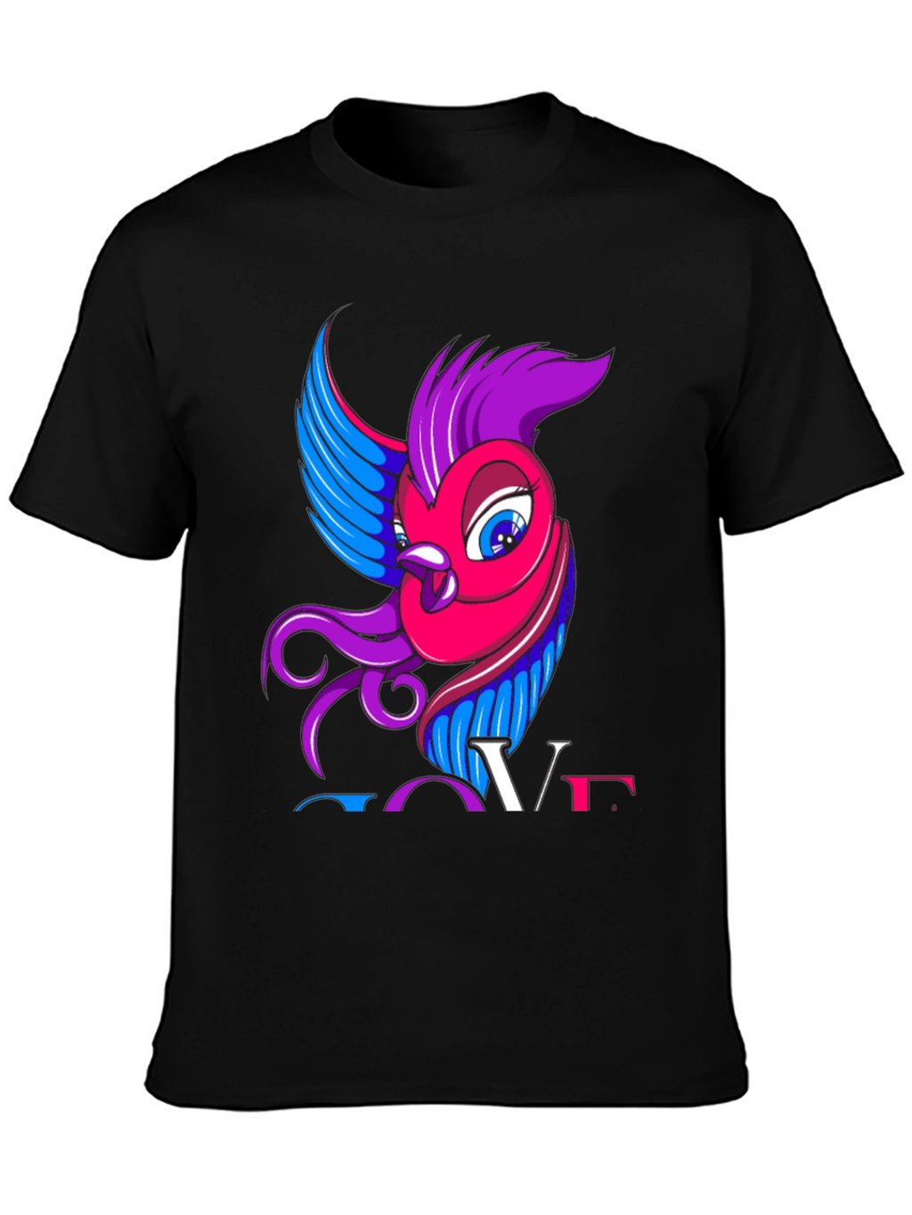 Bisexual Pride T-Shirt with Bird and LOVE Design