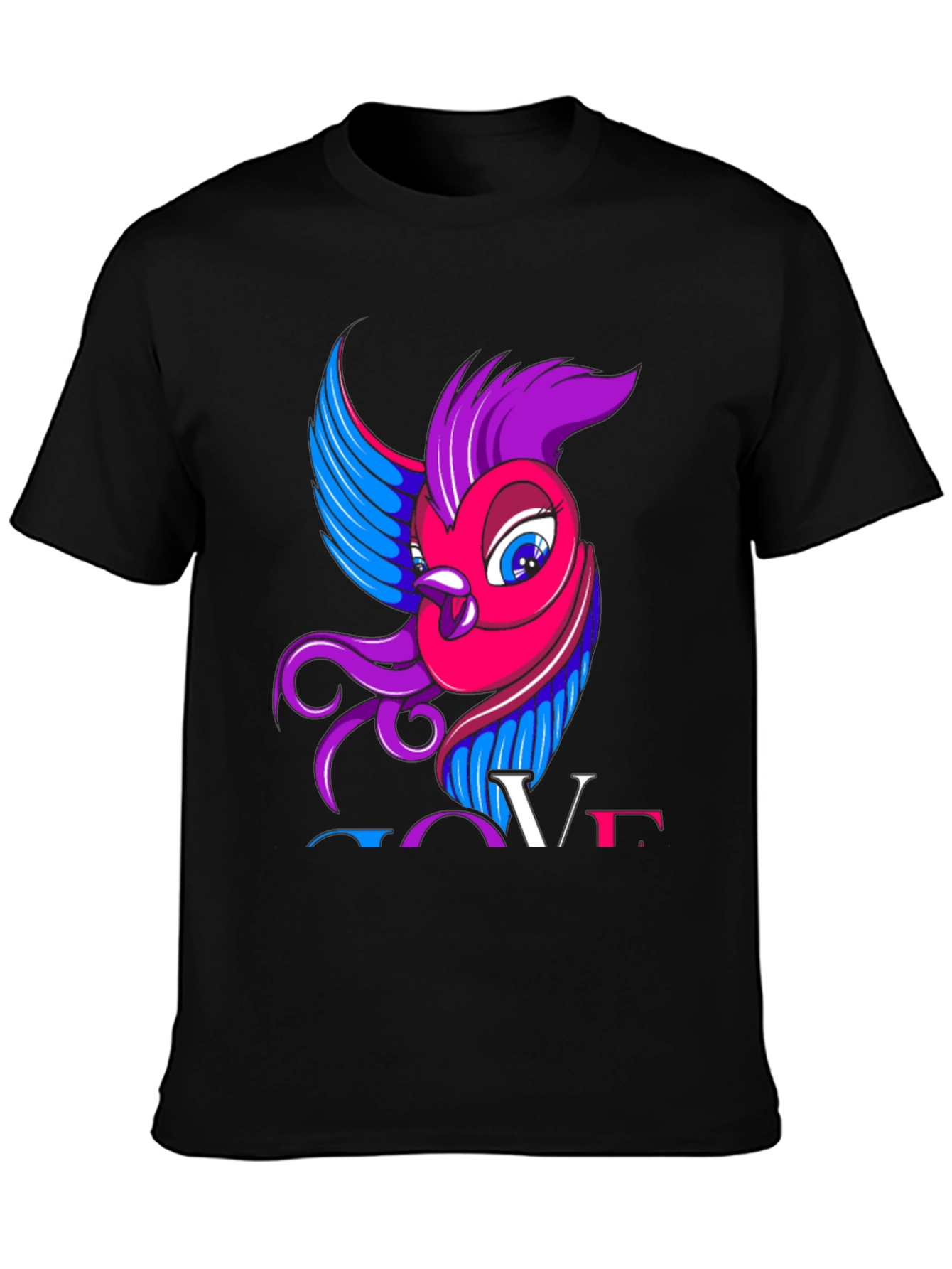 Bisexual Pride T-Shirt with Bird and LOVE Design