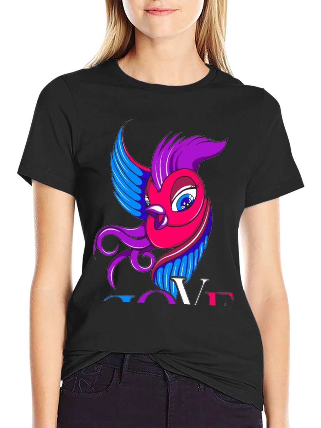 Bisexual Pride T-Shirt with Bird and LOVE Design