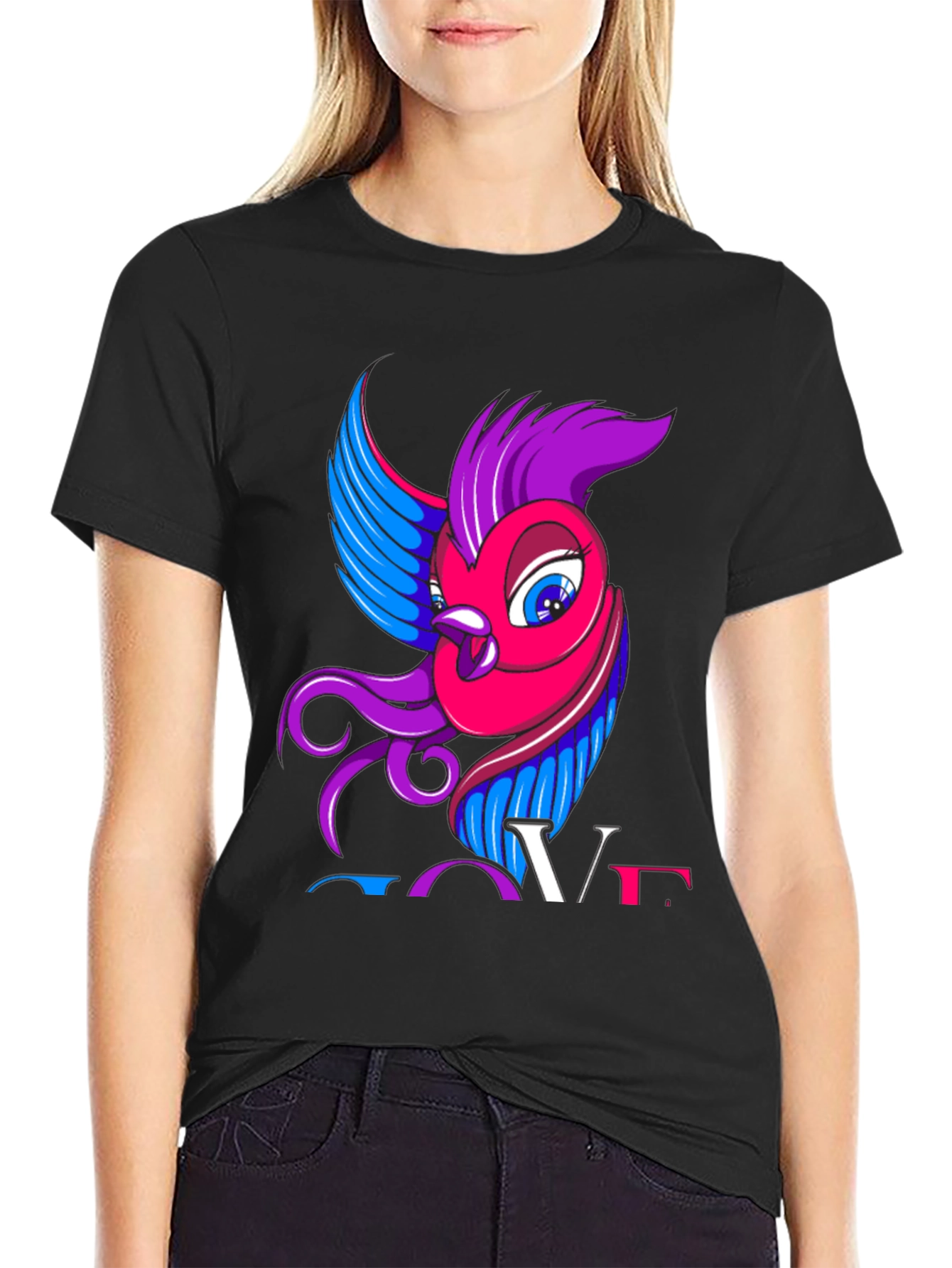Bisexual Pride T-Shirt with Bird and LOVE Design