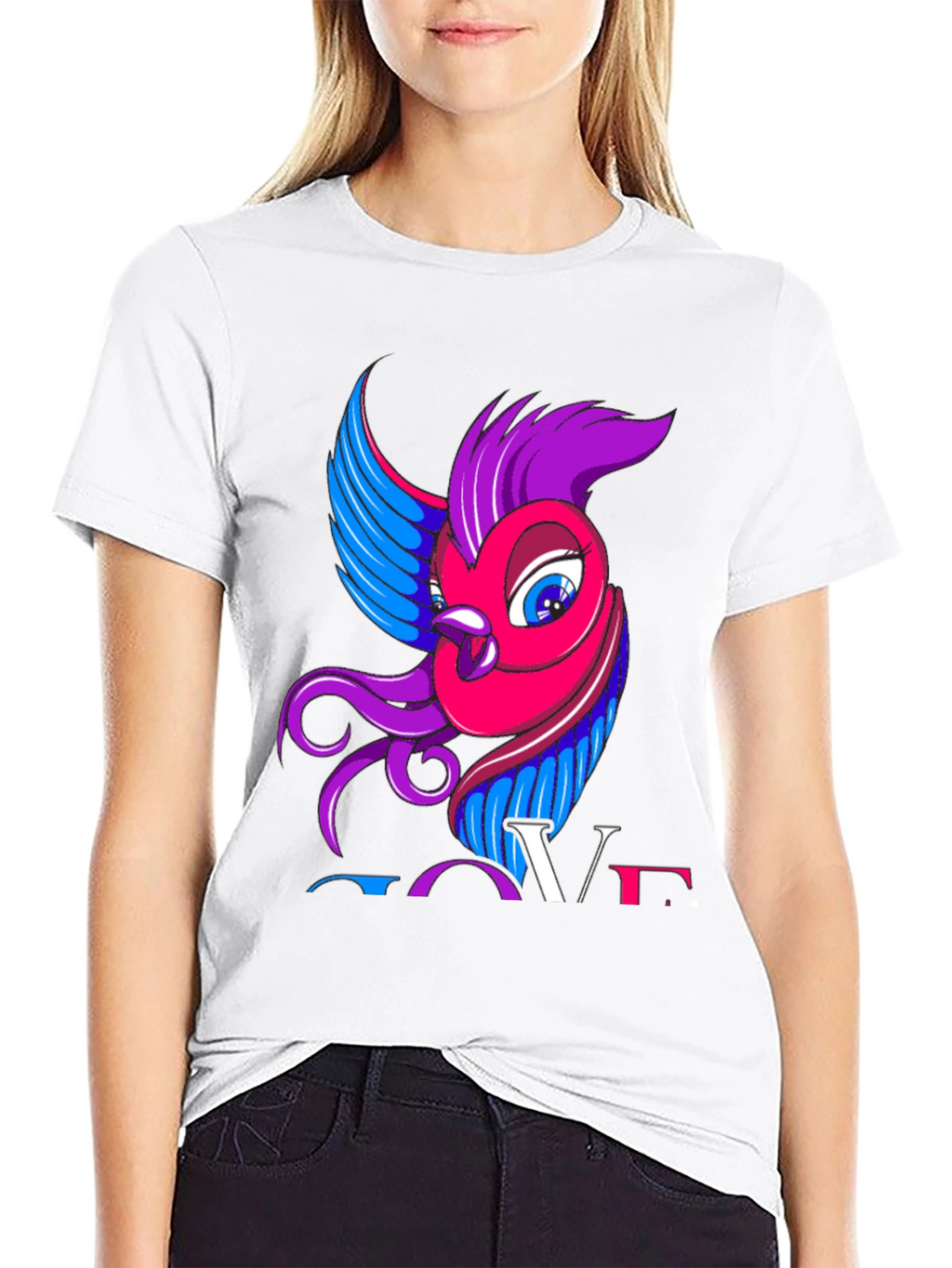 Bisexual Pride T-Shirt with Bird and LOVE Design