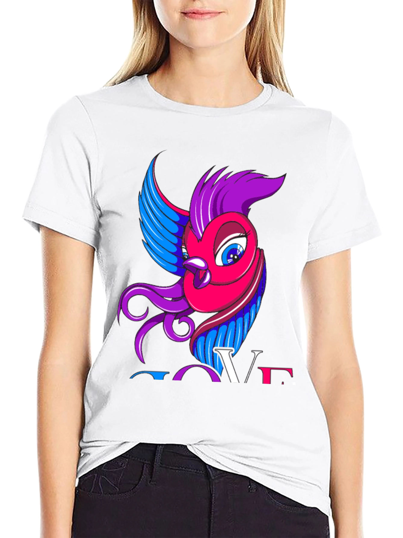 Bisexual Pride T-Shirt with Bird and LOVE Design
