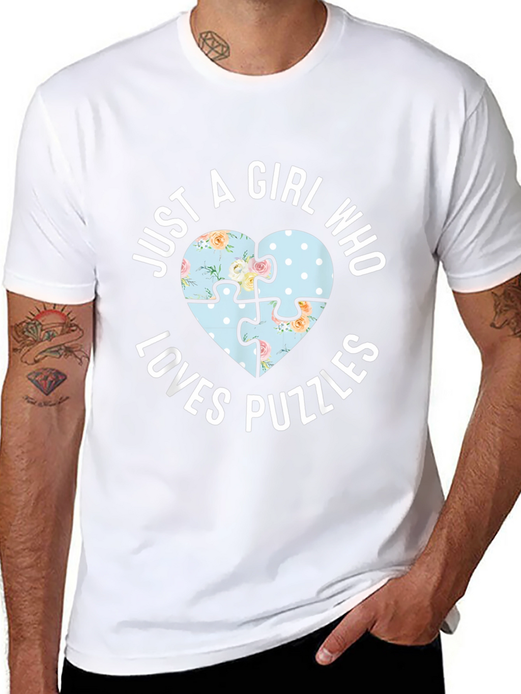 Just A Girl Who Loves Puzzles Heart T-Shirt