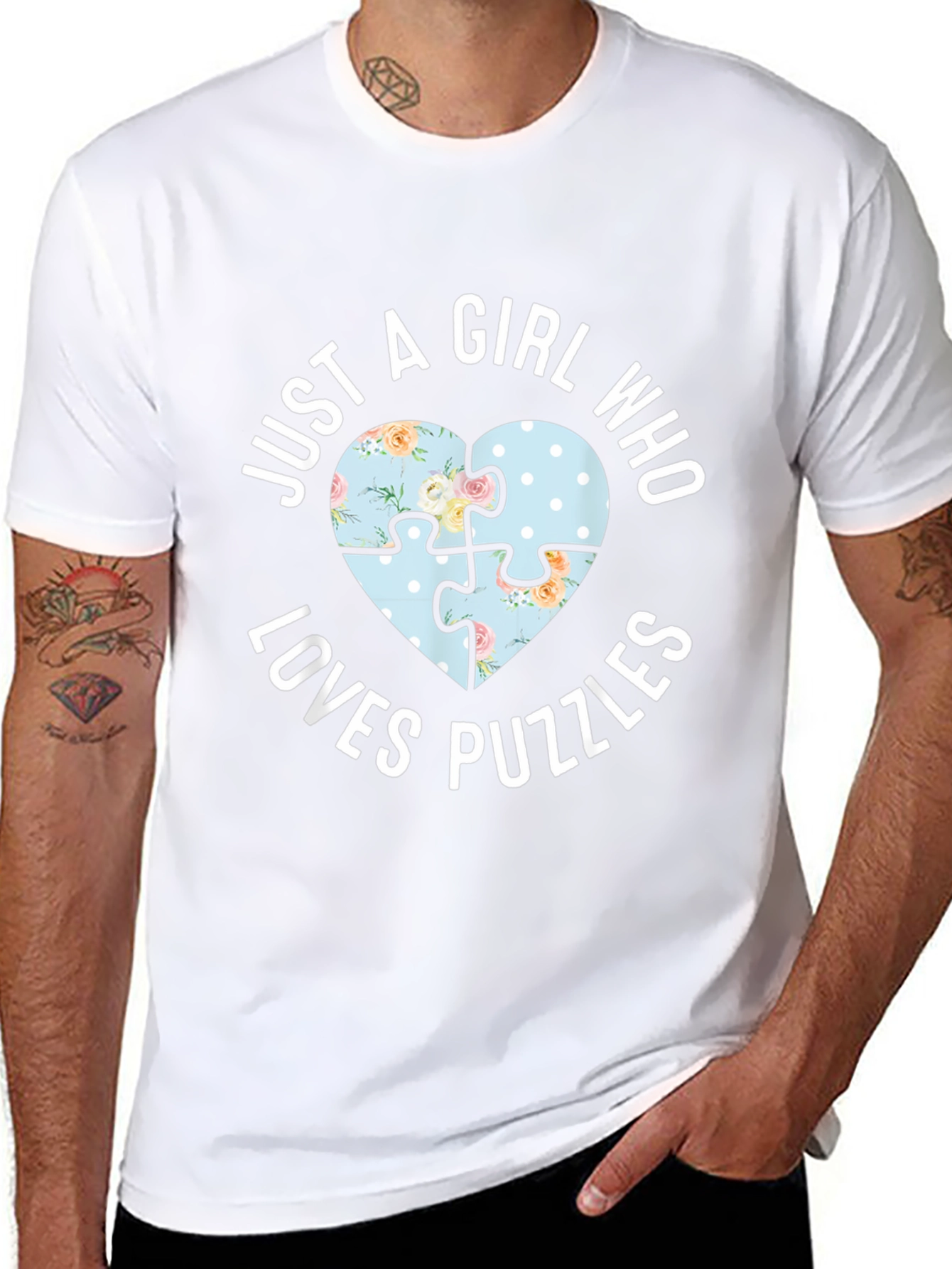 Just A Girl Who Loves Puzzles Heart T-Shirt