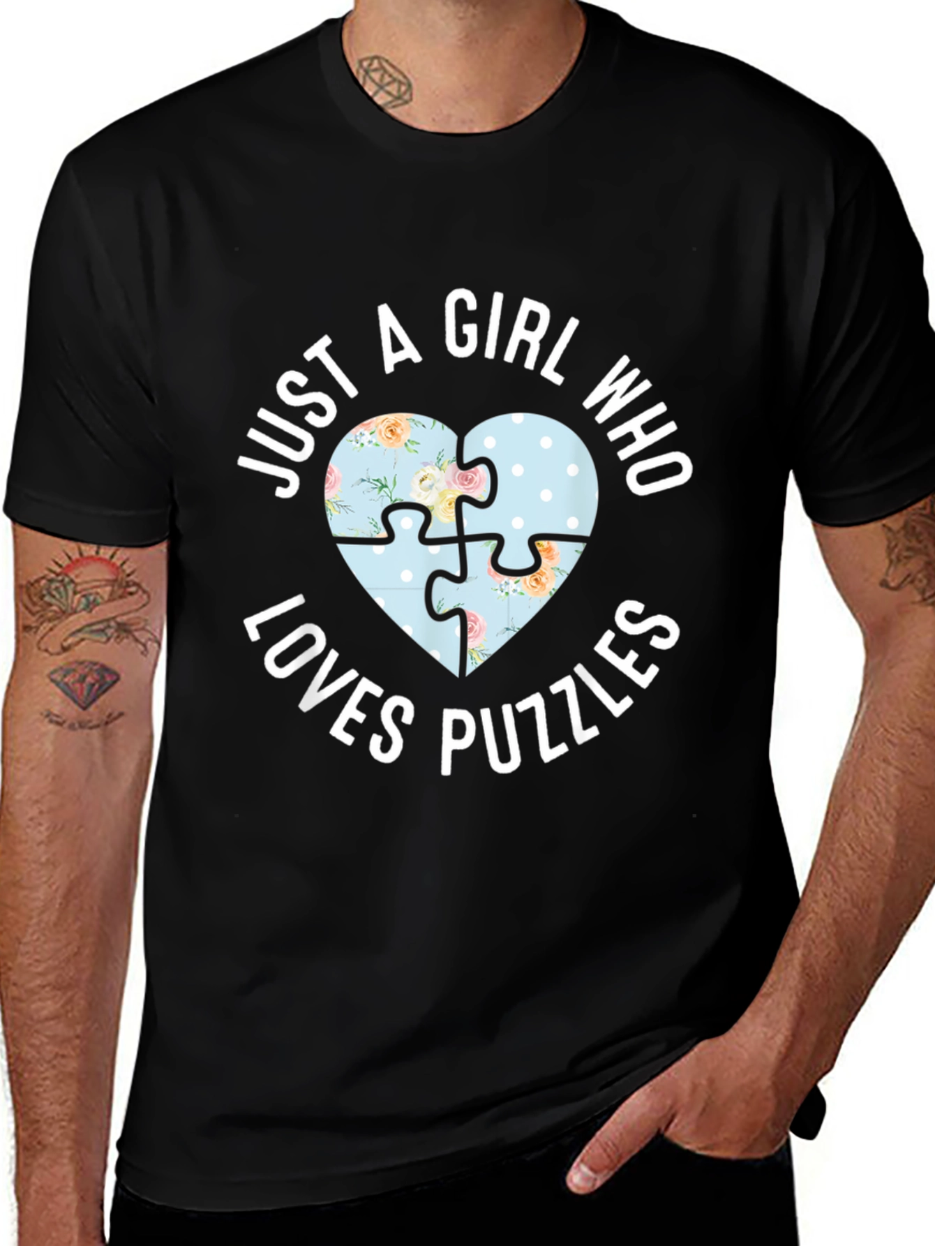 Just A Girl Who Loves Puzzles Heart T-Shirt