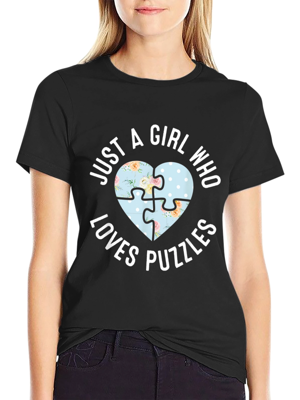Just A Girl Who Loves Puzzles Heart T-Shirt