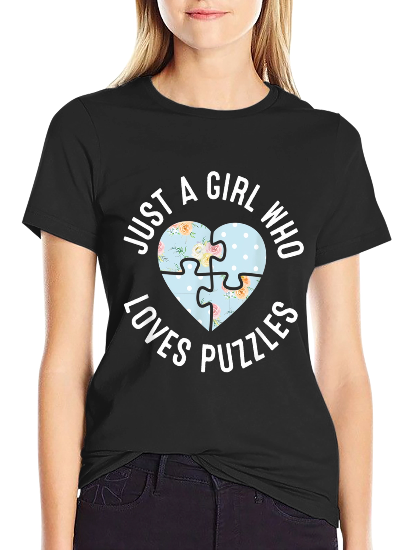 Just A Girl Who Loves Puzzles Heart T-Shirt