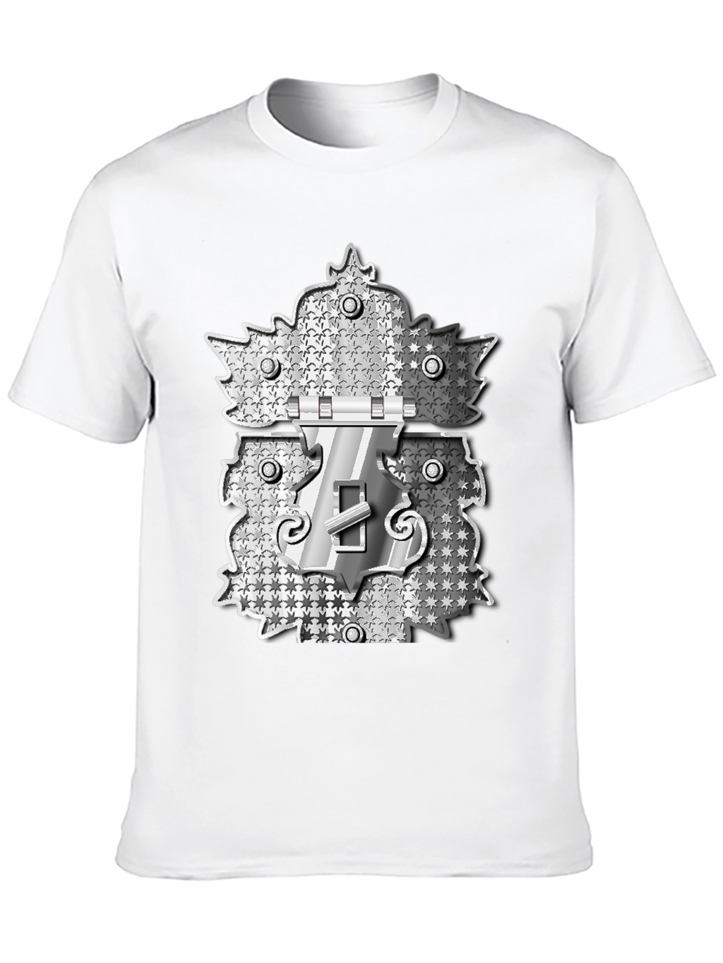 Novelty Black T-Shirt with Silver Lock Design