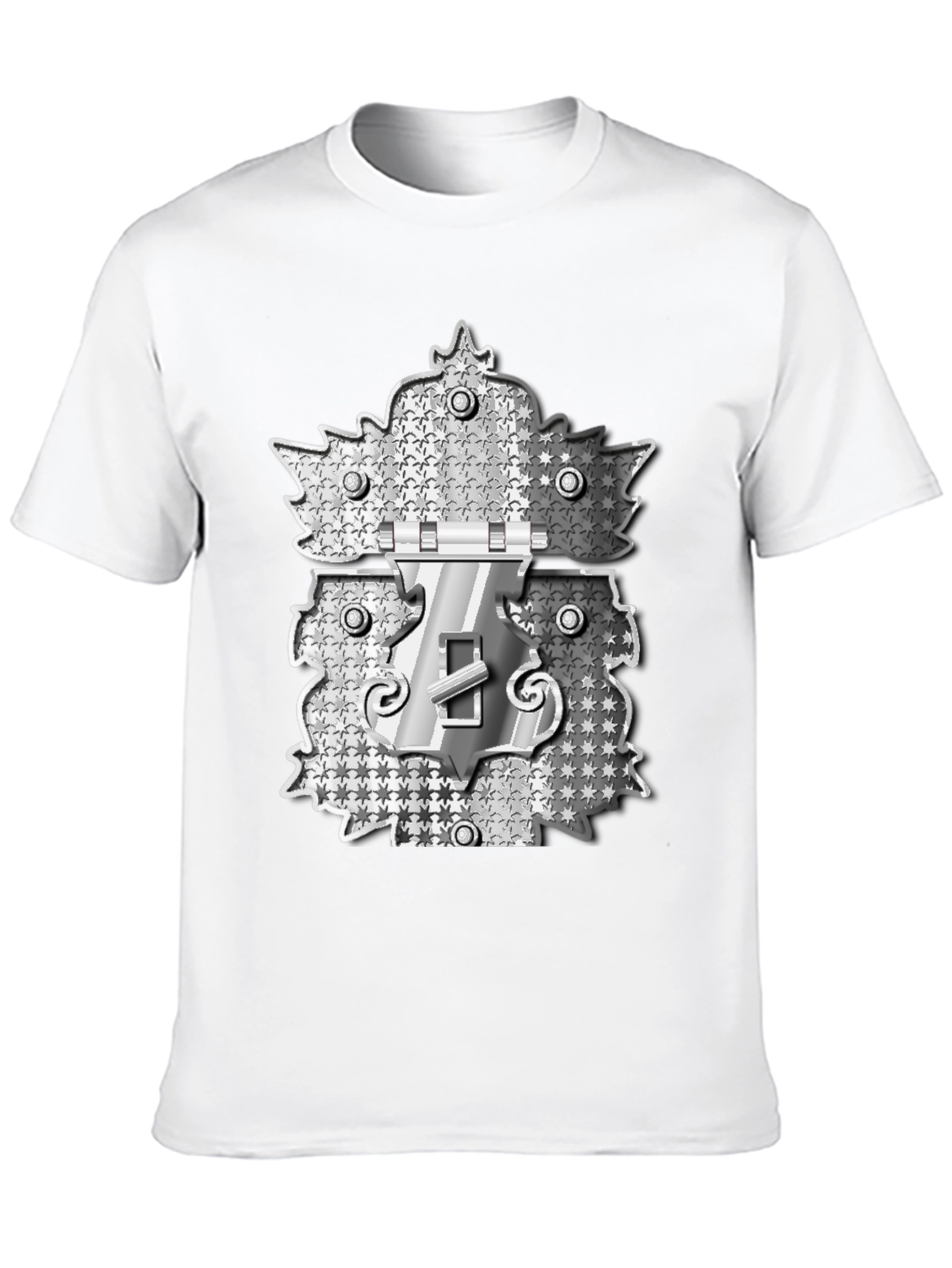 Novelty Black T-Shirt with Silver Lock Design