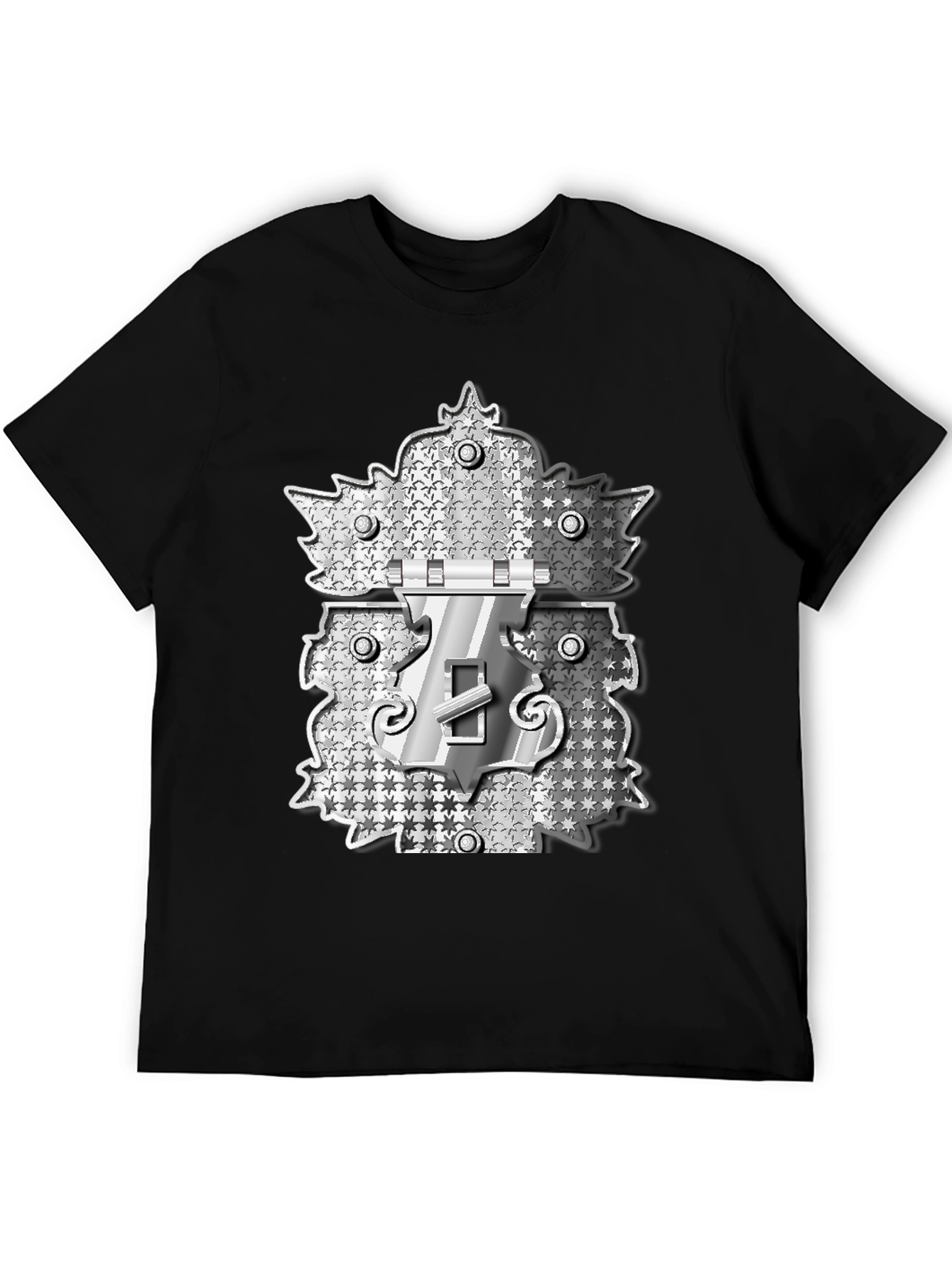 Novelty Black T-Shirt with Silver Lock Design
