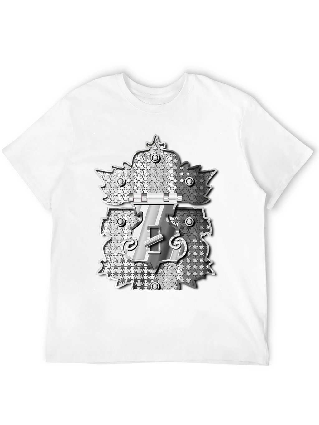 Novelty Black T-Shirt with Silver Lock Design