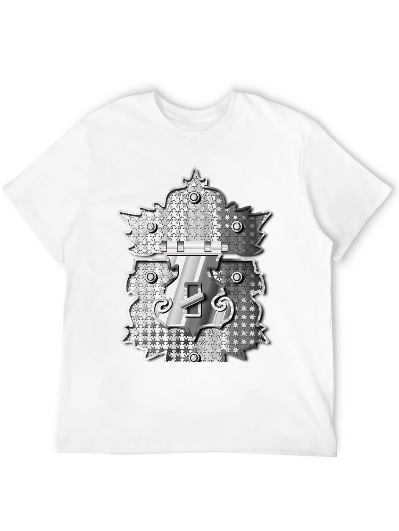 Novelty Black T-Shirt with Silver Lock Design