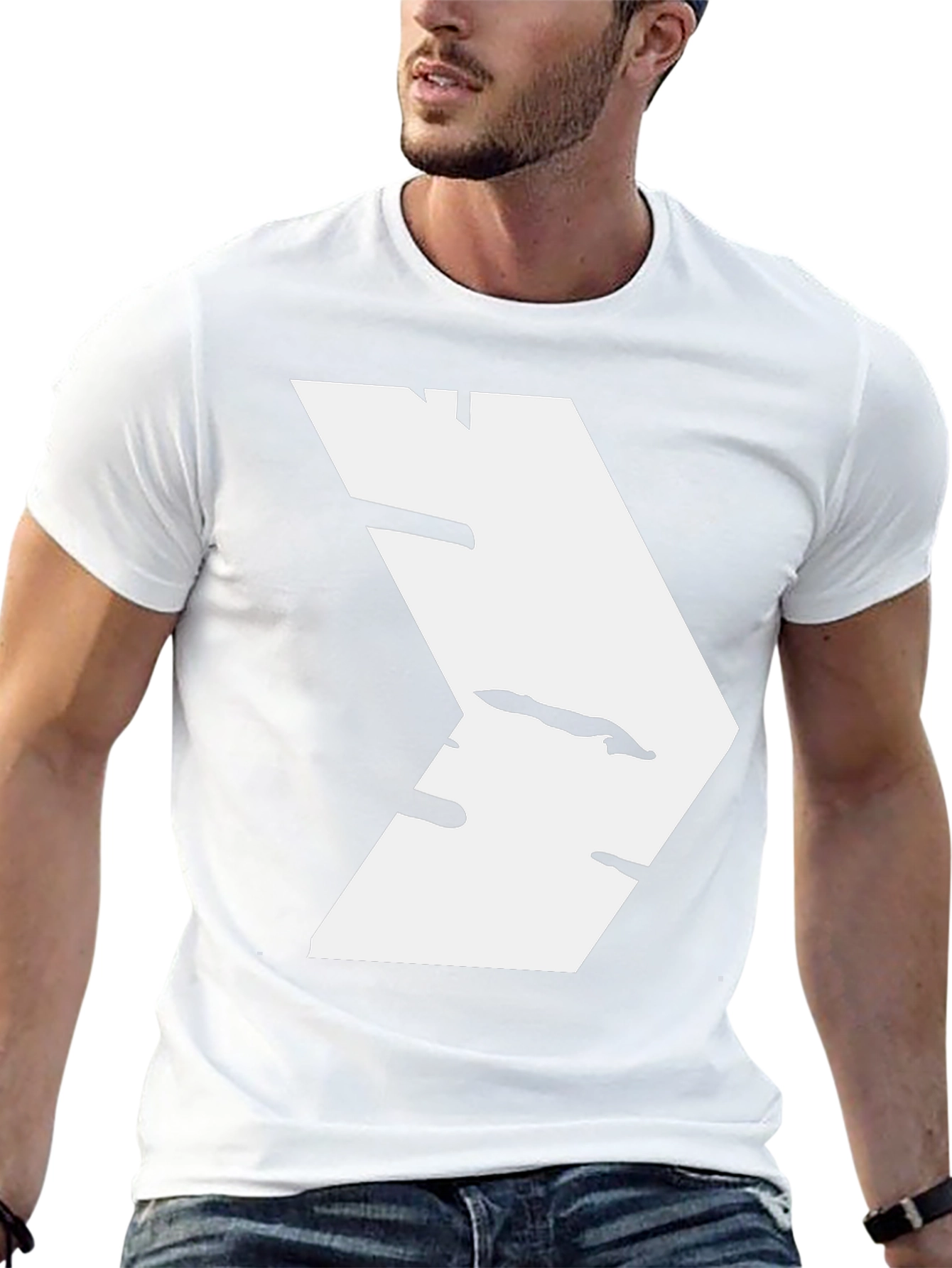 Modern White Chevron Graphic Black T-Shirt