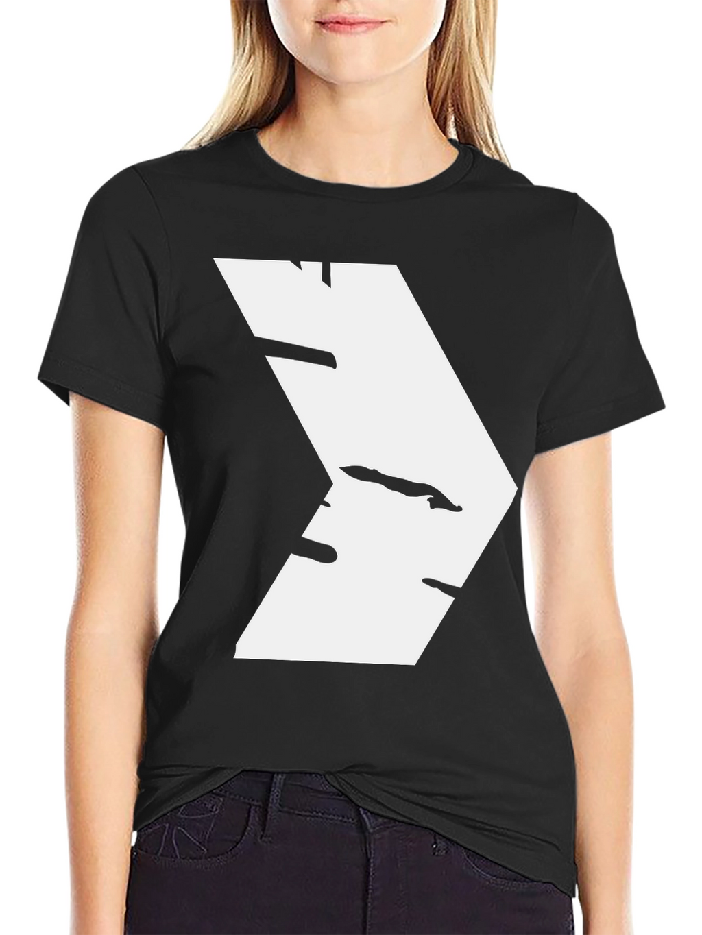 Modern White Chevron Graphic Black T-Shirt
