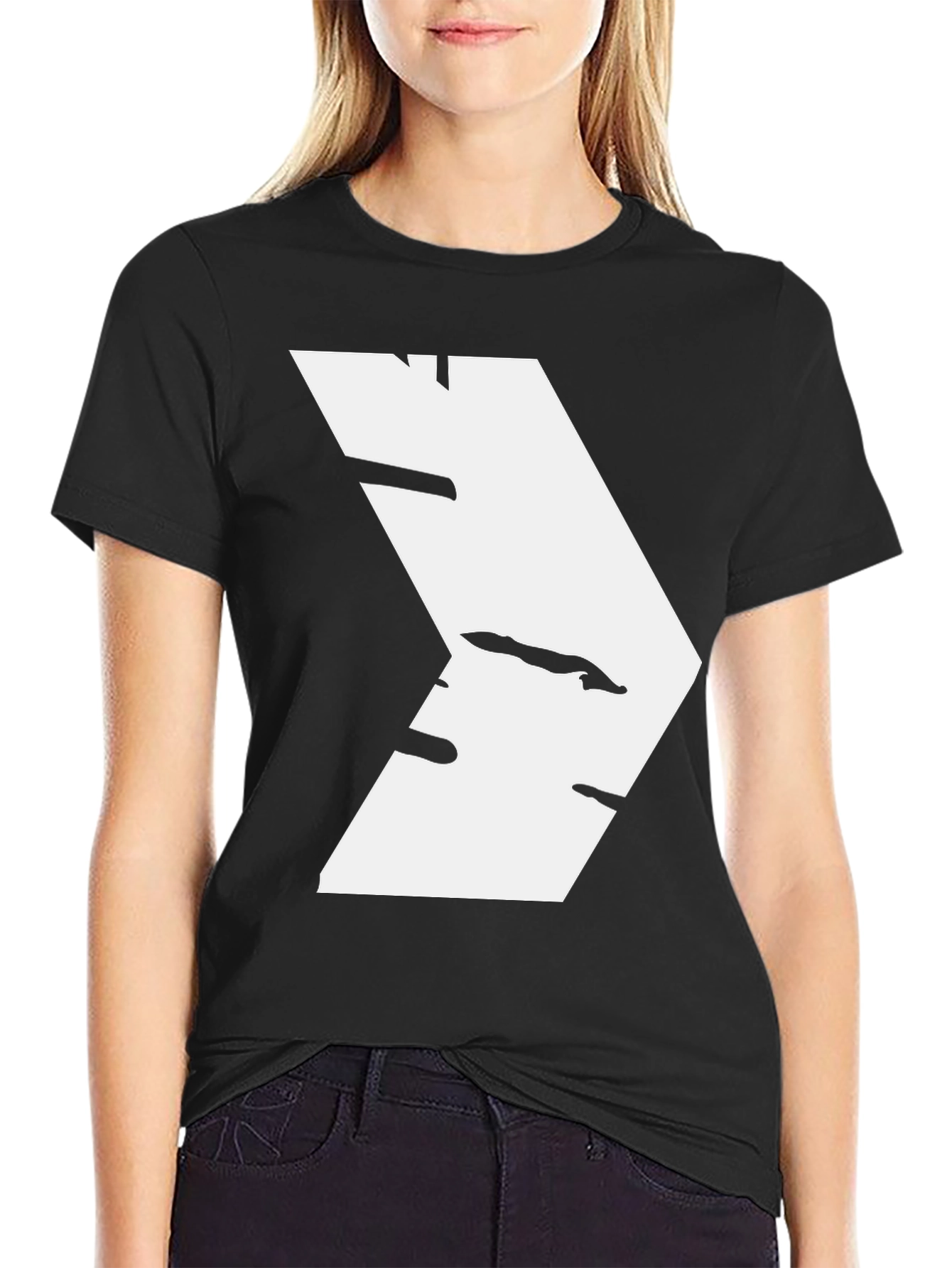 Modern White Chevron Graphic Black T-Shirt