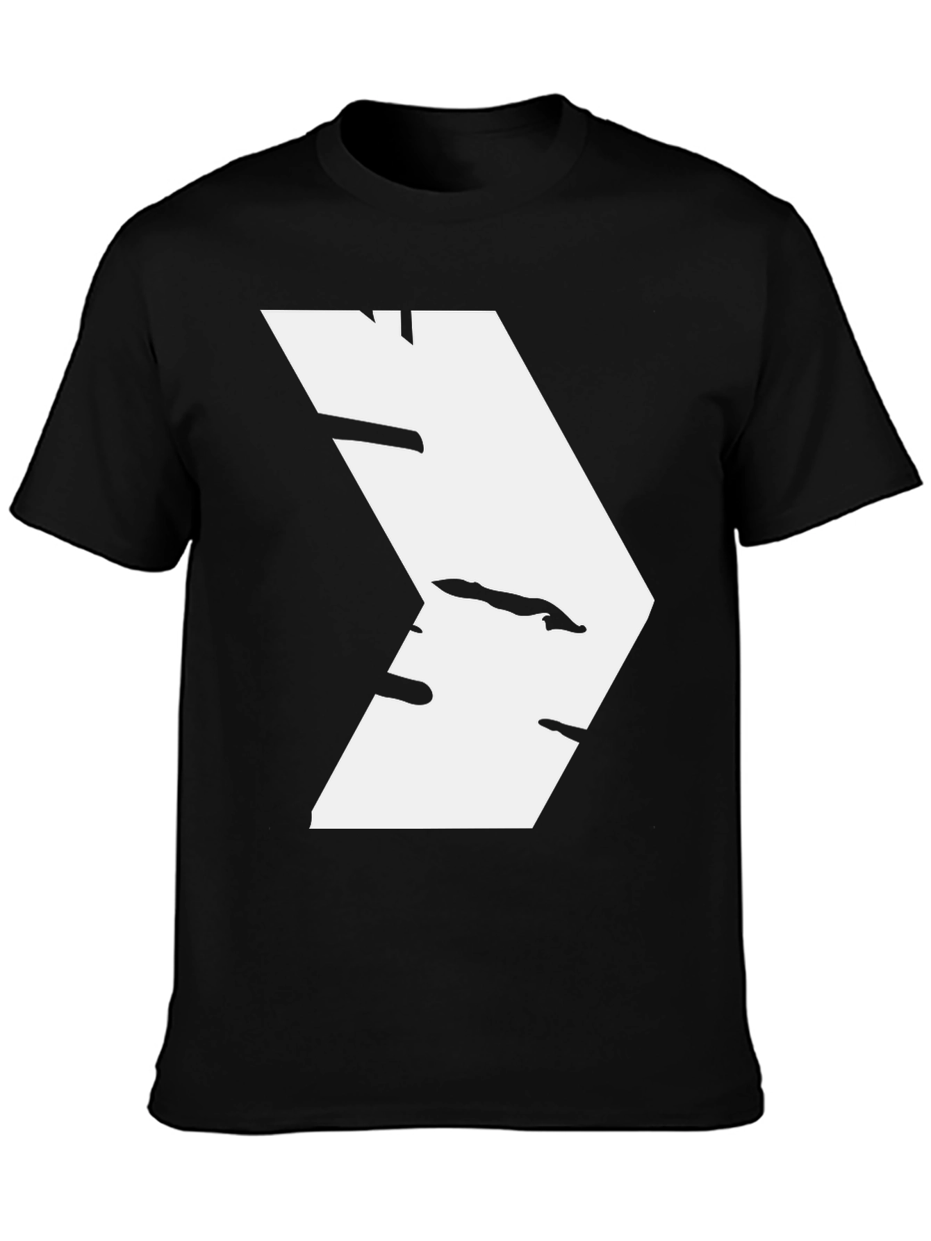 Modern White Chevron Graphic Black T-Shirt